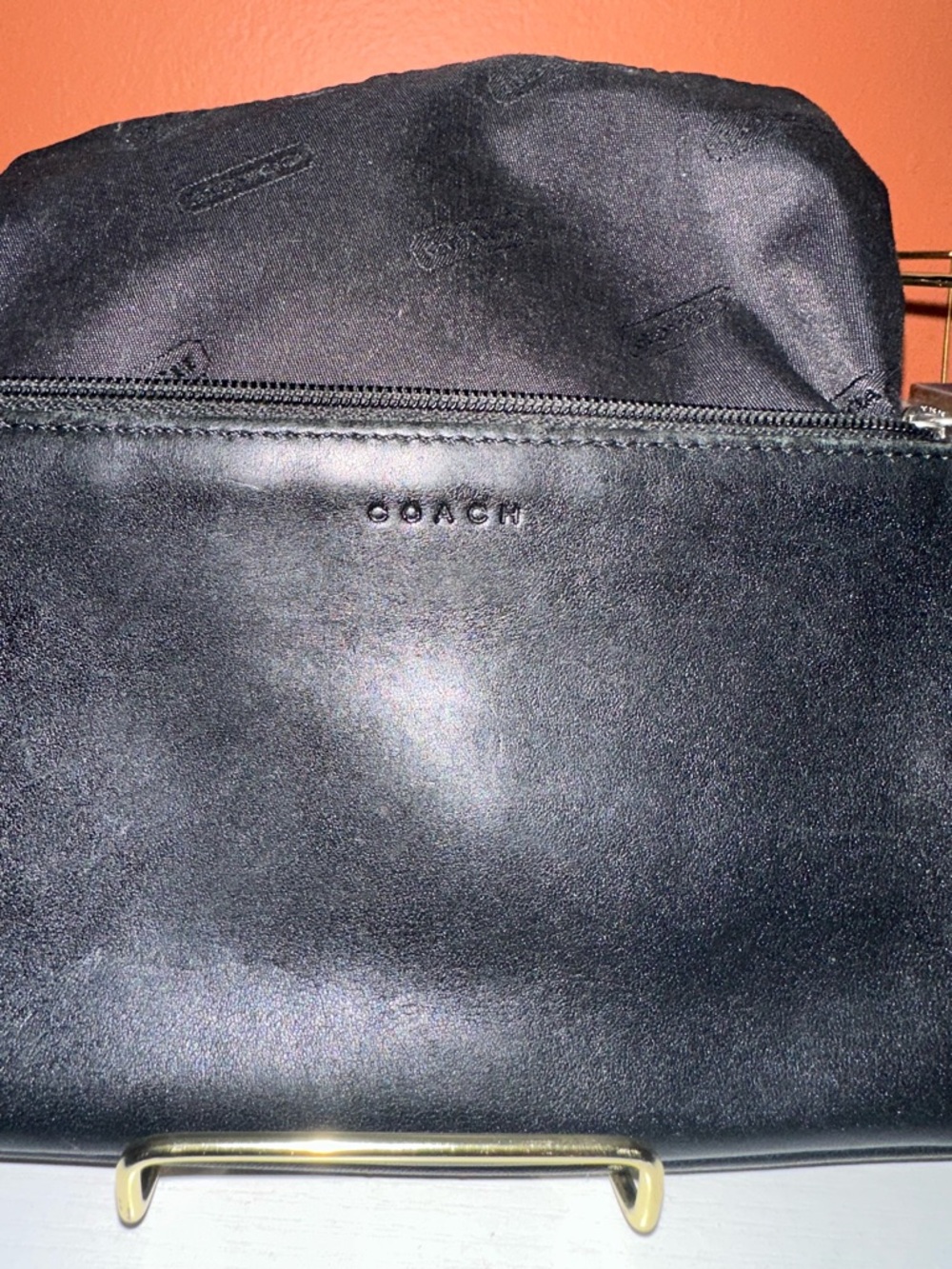 Vintage COACH Black Leather Zip Pouch Wristlet(EUC) - Picture 3 of 11